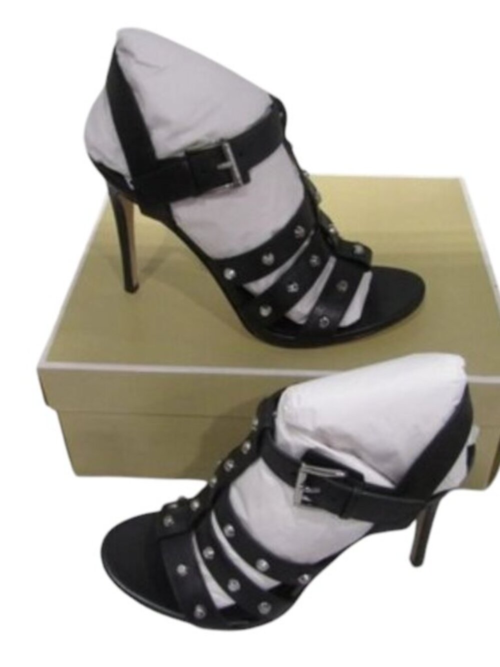 NEW MICHAEL KORS Jagger Studded Stiletto Sandal – Black – Women’s Size 9